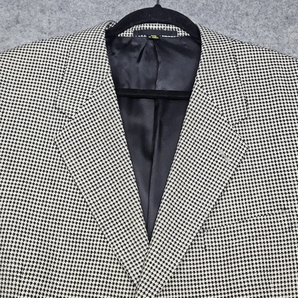 Countess Mara 46 L Silk Wool Houndstooth Sport Jacket Coat Preppy Gerry MALOOF'S